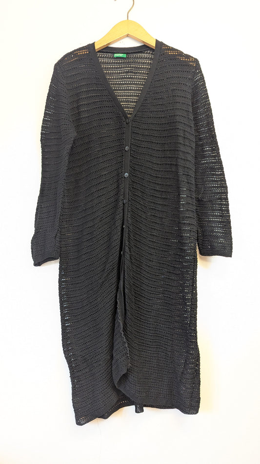 United Colors of Benetton Long Black Crochet Cardigan