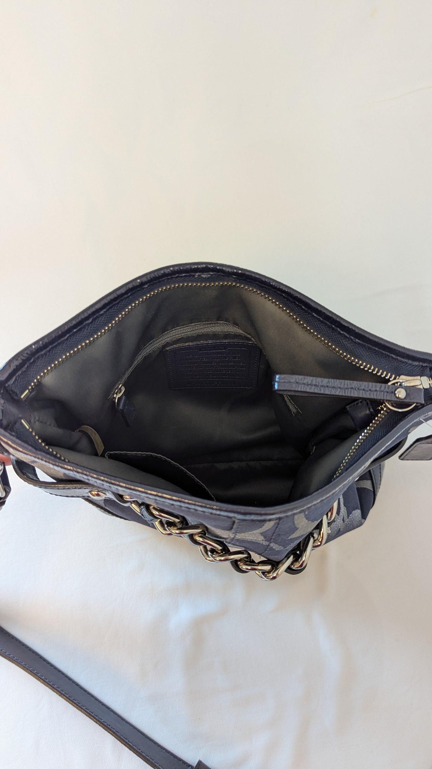 Coach Signature Crossbody Bag Black/Silver