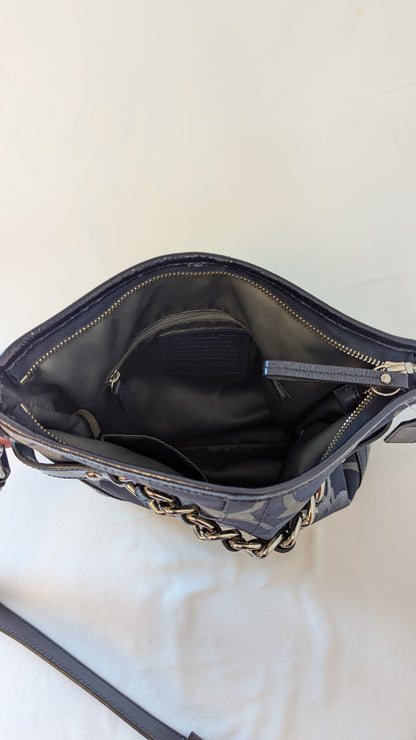 Coach Signature Crossbody Bag Black/Silver