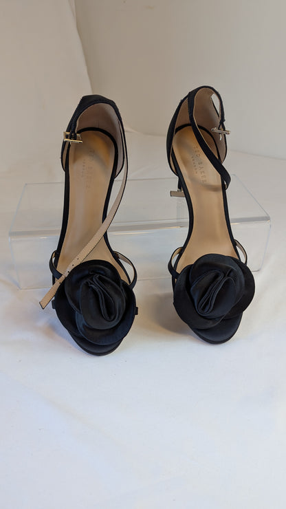 Ted Baker London Black Satin Rose Stiletto Heels