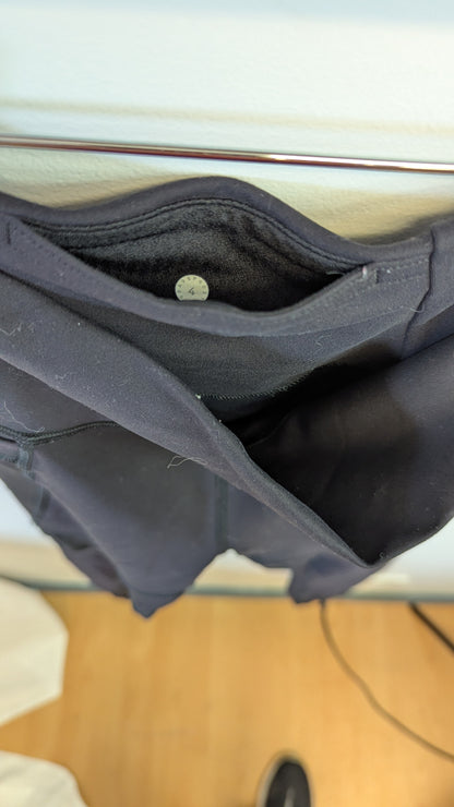 Lululemon Black Athletic Leggings with Mesh Panels and Pockets