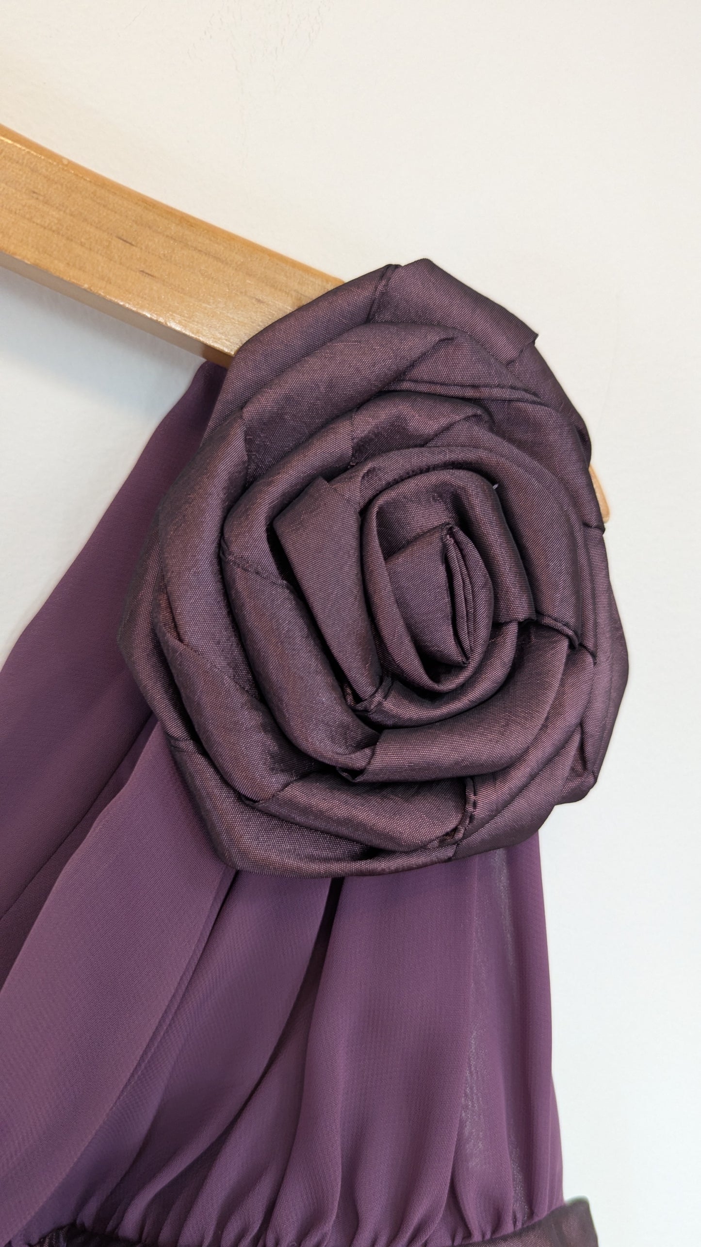 Cake Purple One Shoulder Dress S with Rose Detail