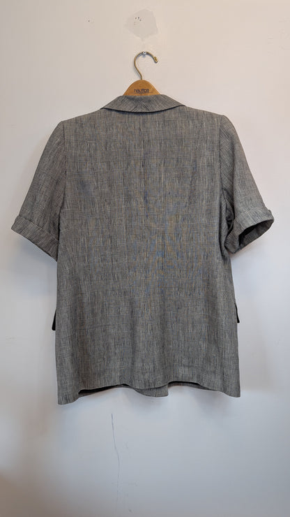 Rena Lange Plaid Double-Breasted Short Sleeve Blazer around size M