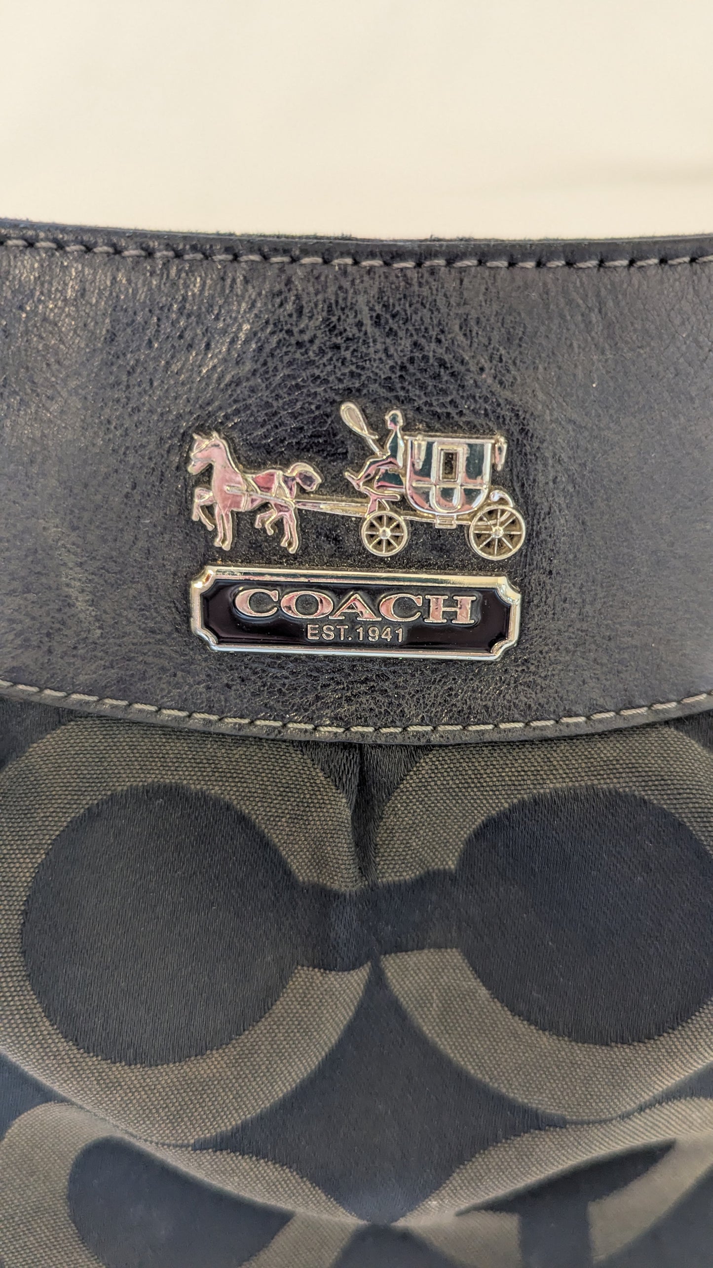 Coach Signature Black Canvas Hobo Bag