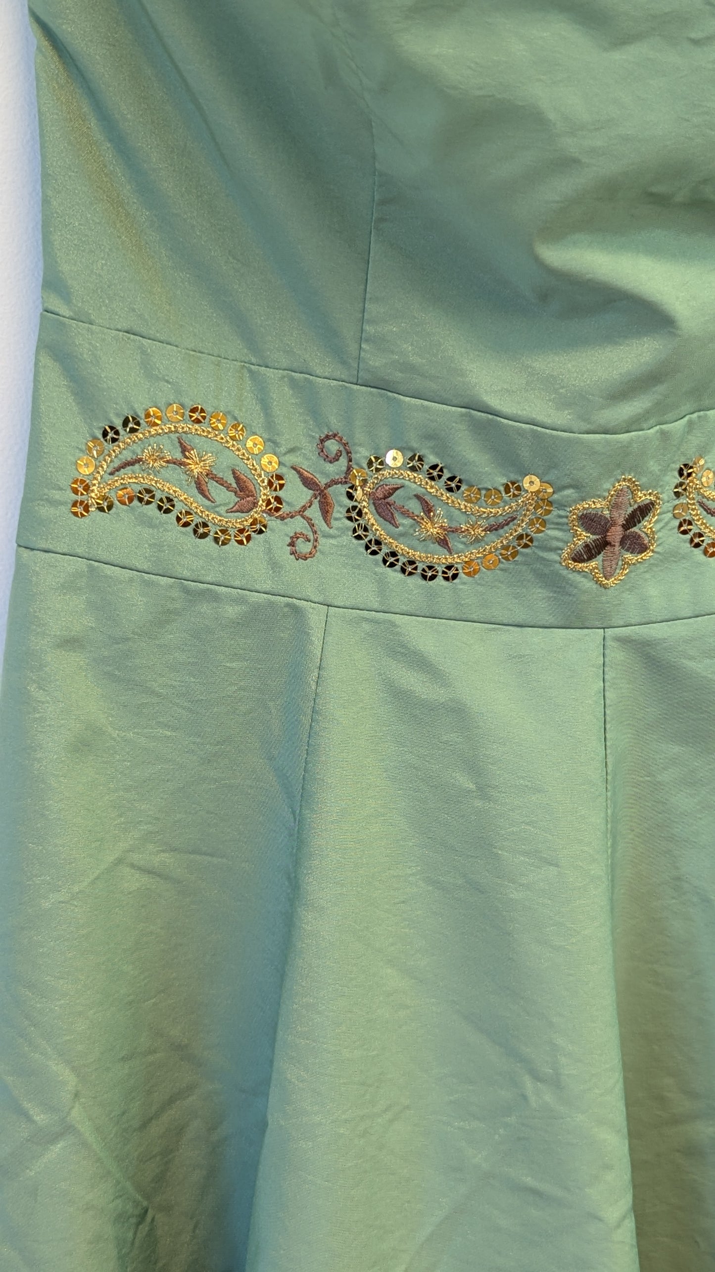 Lush Strapless Sage Green Dress w Sequin Waist Size S