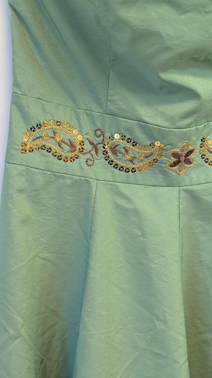 Lush Strapless Sage Green Dress w Sequin Waist Size S
