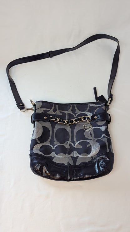 Coach Signature Crossbody Bag Black/Silver