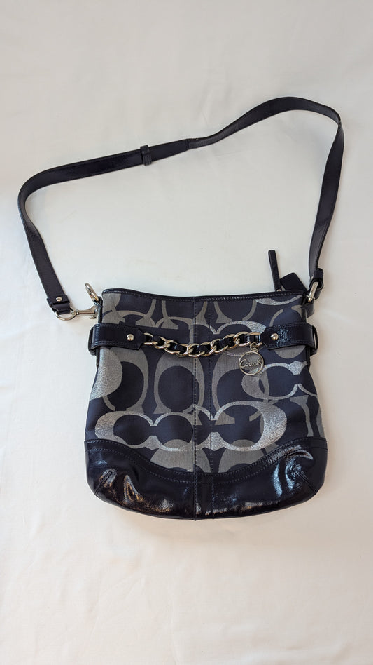 Coach Signature Crossbody Bag Black/Silver