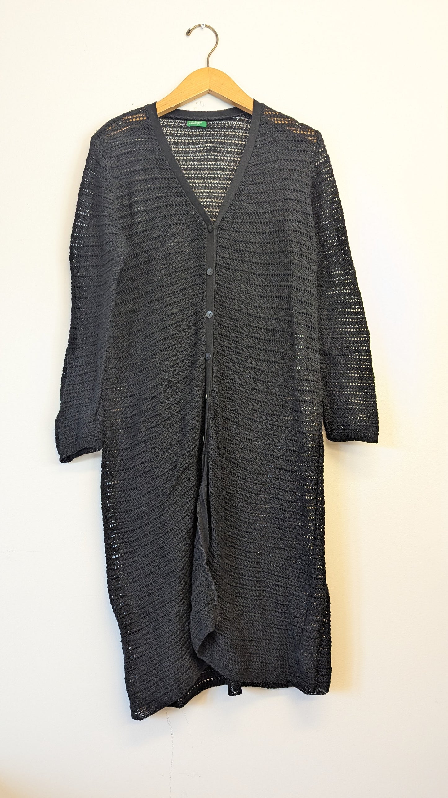 United Colors of Benetton Long Black Crochet Cardigan
