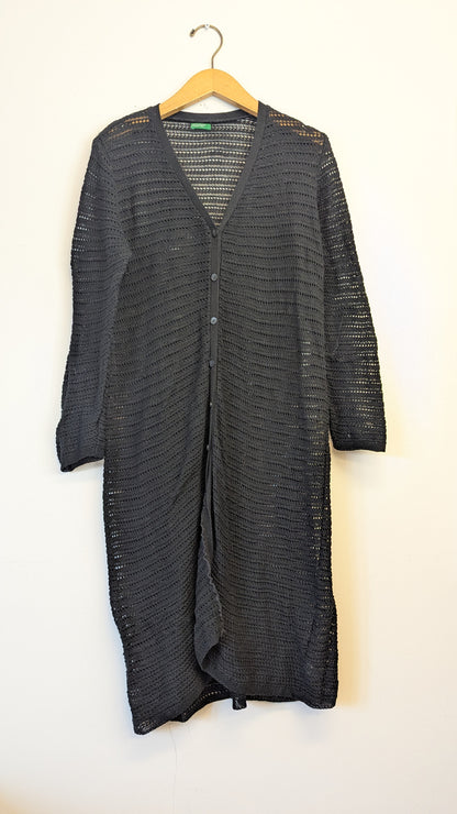 United Colors of Benetton Long Black Crochet Cardigan
