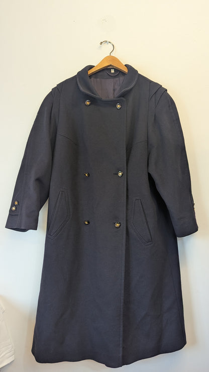 Navy Blue Double-Breasted Wool Coat Size 48