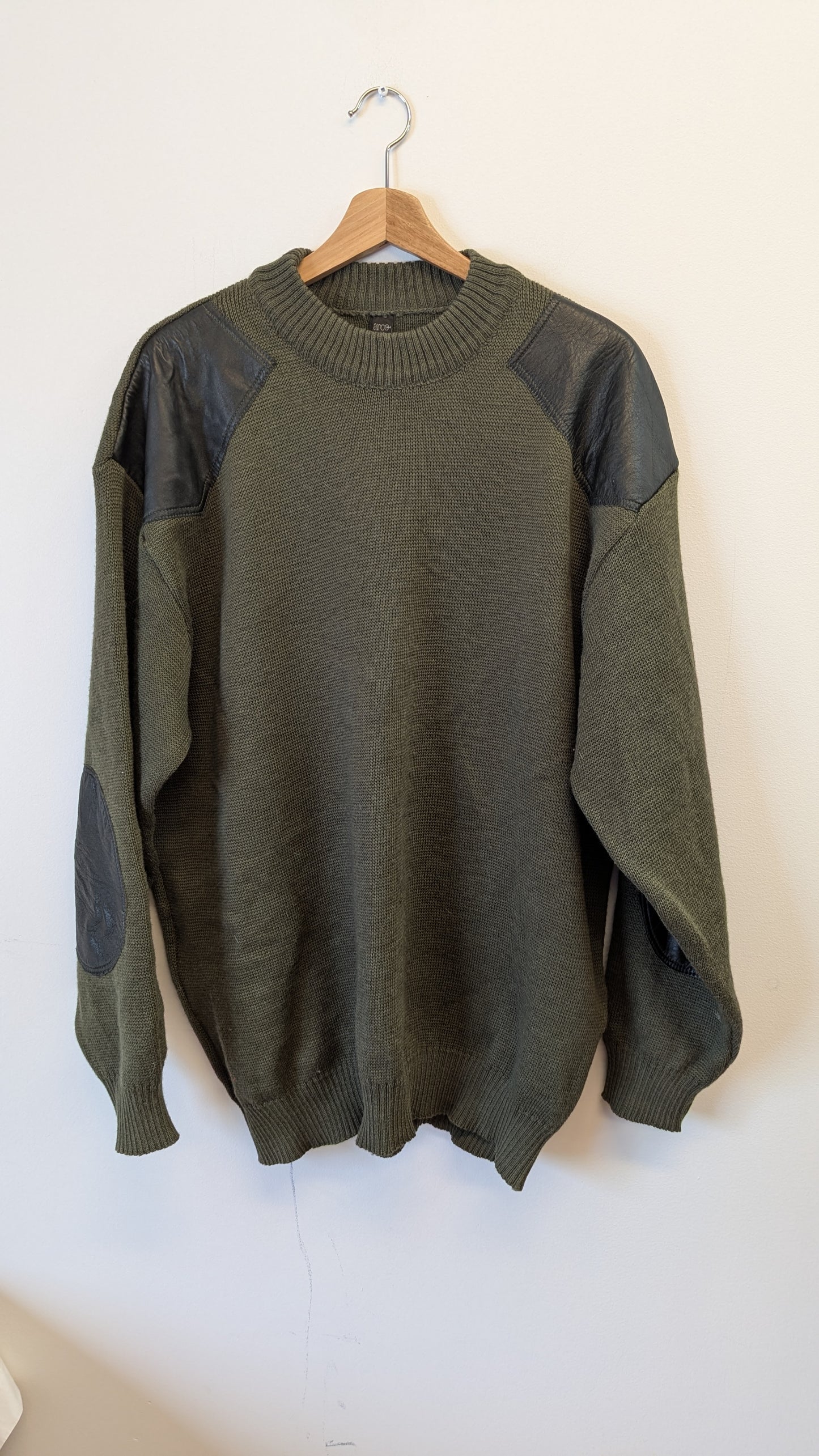 Arco Olive Green Sweater with Leather Patches