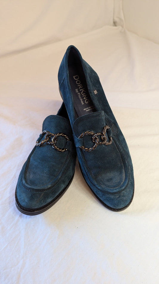 DORKING by Fluchos teal suede loafers size 41