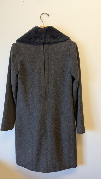 Emu Australia Grey Faux Fur Collar Zipper Winter Coat XS