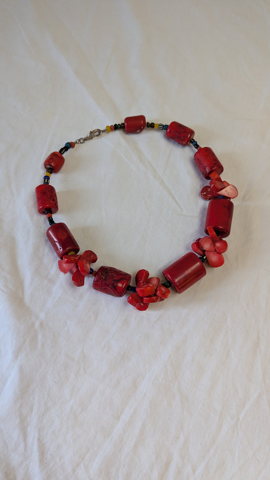 Chunky Red Beaded Necklace
