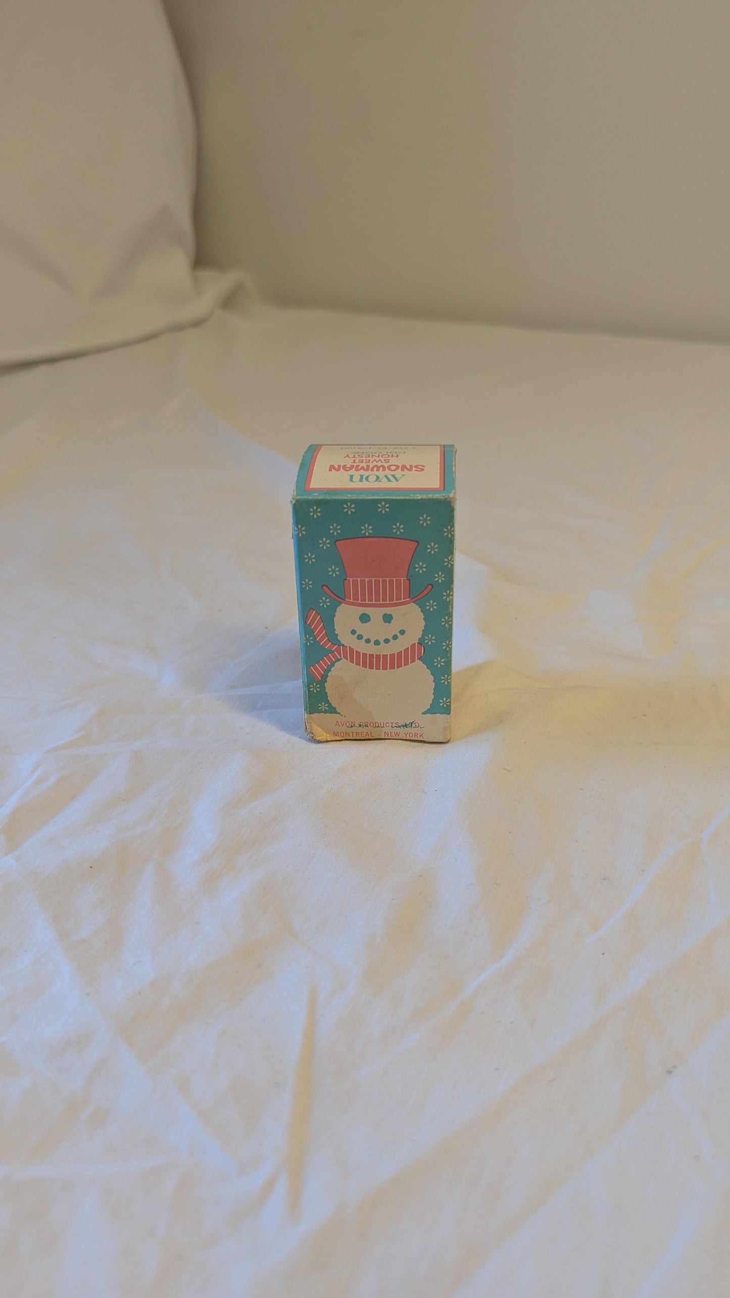 Vintage Avon Sweet Honey Snowman Bottle w/ Pink Hat