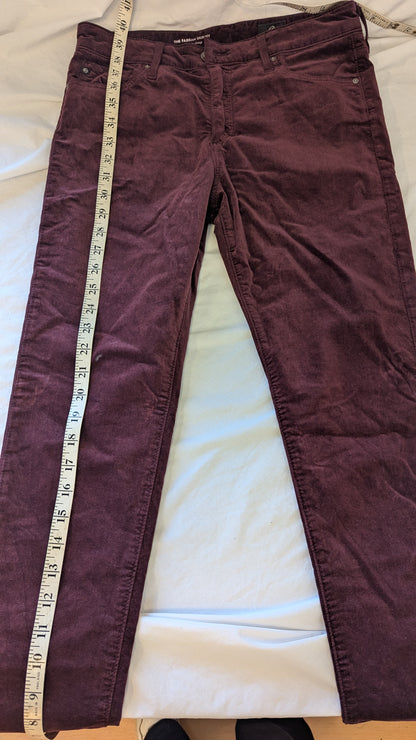 AG Adriano Goldschmied The Farrah Skinny Corduroy Pants Size 28R