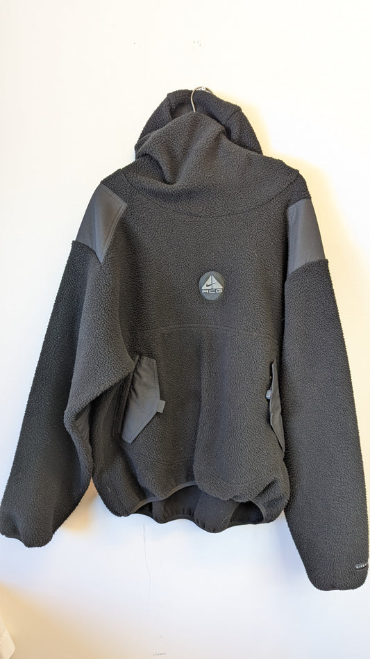 Vintage Nike ACG Sherpa Fleece Black Balaclava Hoodie - Men's Size Large