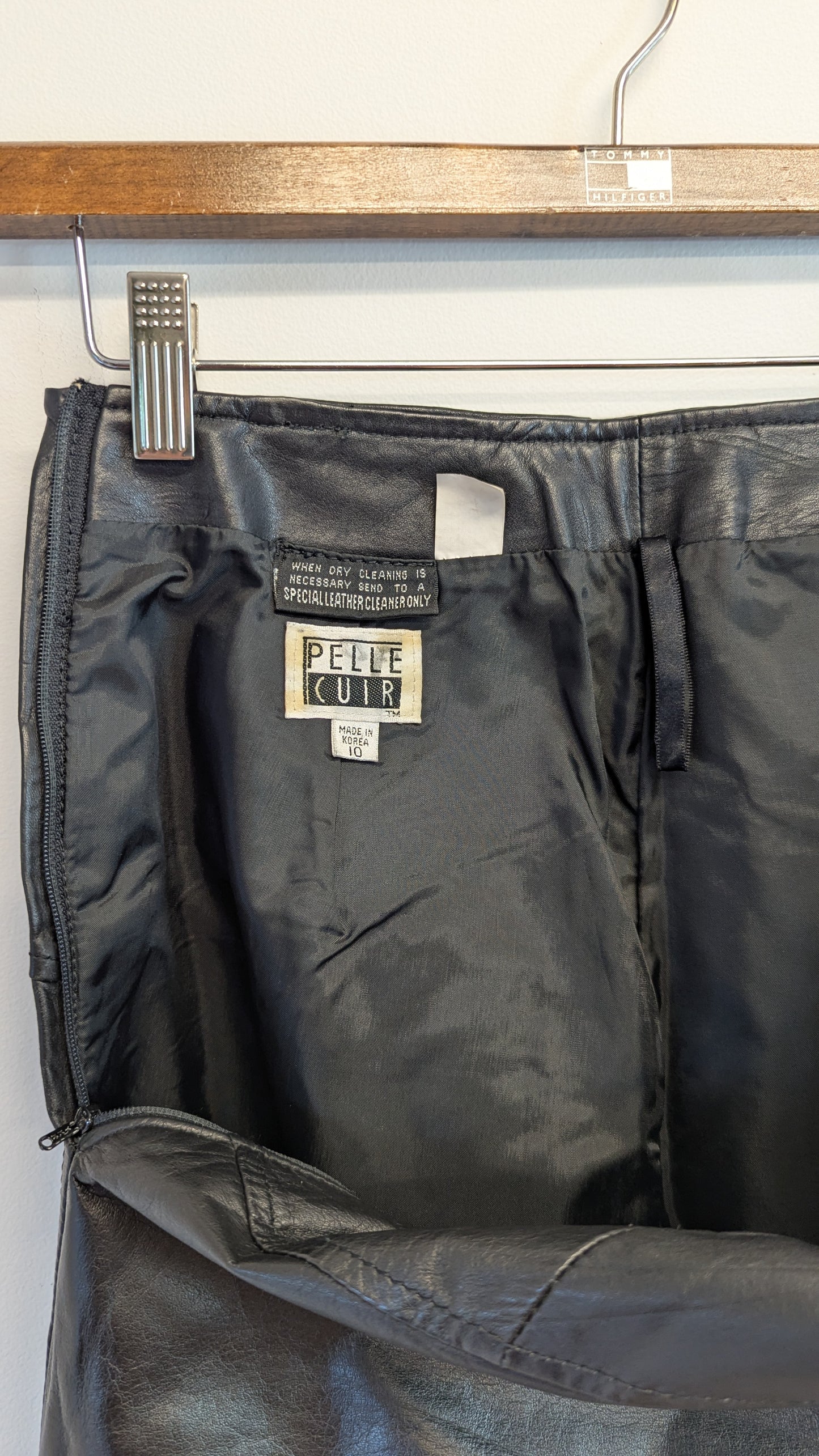 Pelle Cuir Black Leather Pencil Skirt Size 10