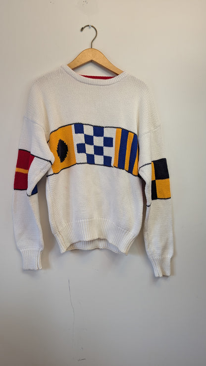 Vintage Pringle of Scotland Cotton Nautical Flag Sweater