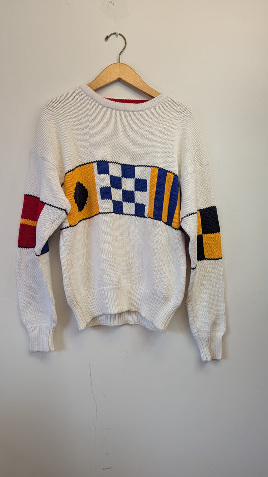 Vintage Pringle of Scotland Cotton Nautical Flag Sweater