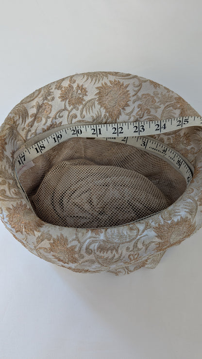 Vintage Jacqueline Original Toronto Gold and Silver Brocade Hat