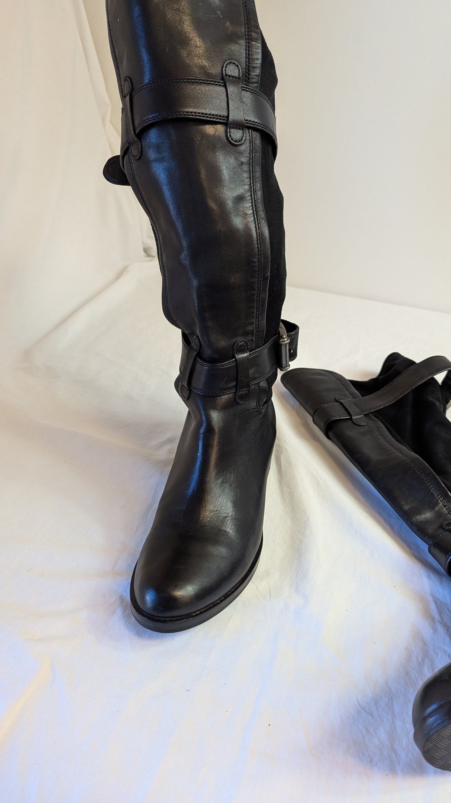 Cole Haan Nike Air Black Leather Boots Size 9B