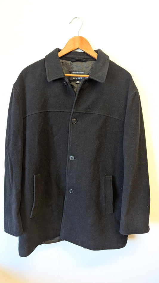 BLAZER Wool Cashmere Blend Black Coat Jacket XXL