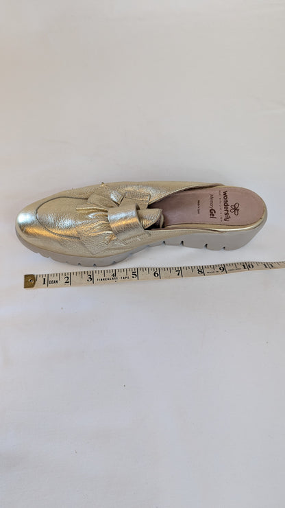 Wondersfly MemoryGel Gold Leather Mules