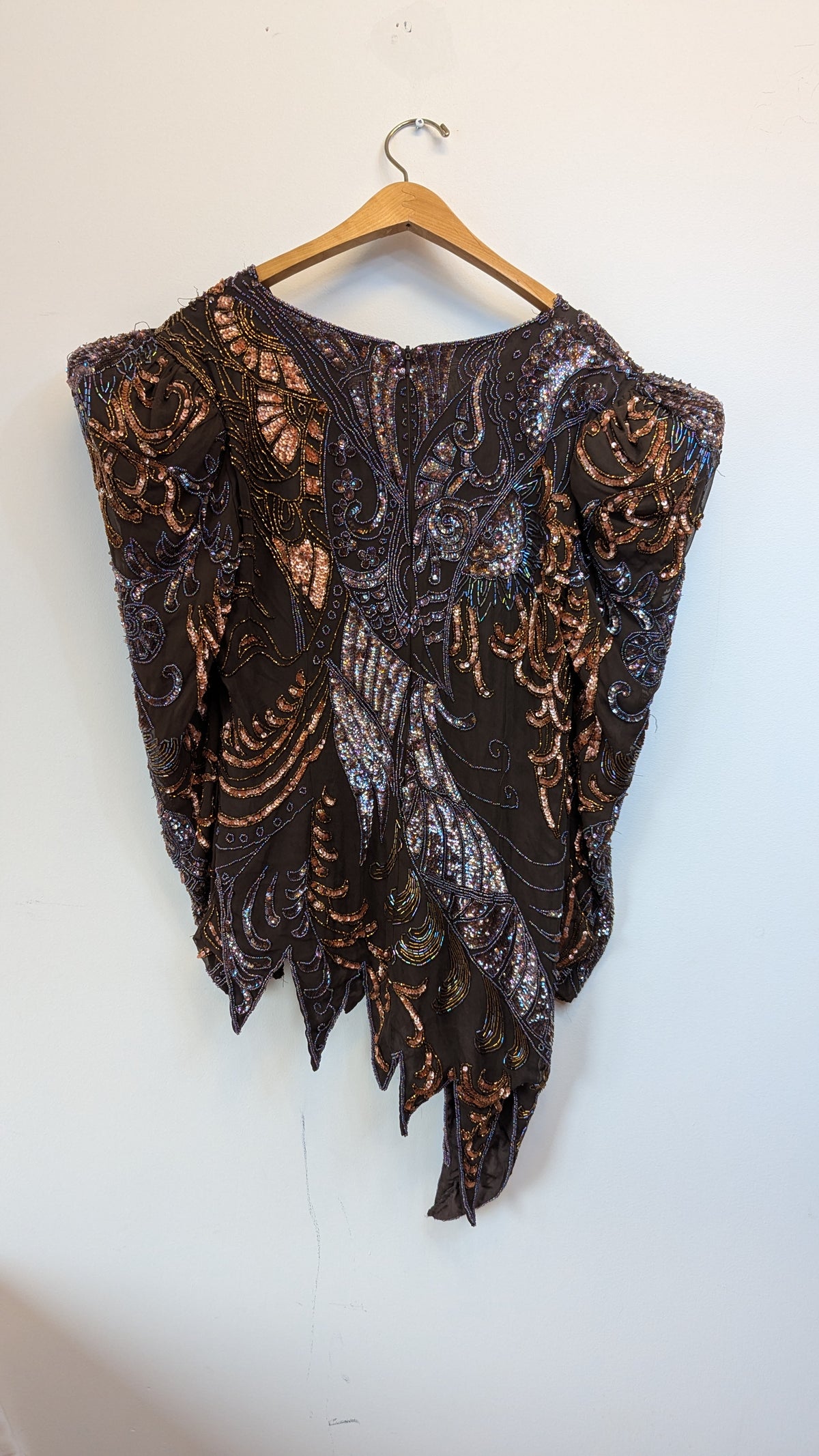 Vintage Beaded and Sequined Asymmetrical Top