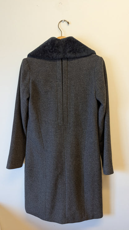 Emu Australia Grey Faux Fur Collar Zipper Winter Coat XS