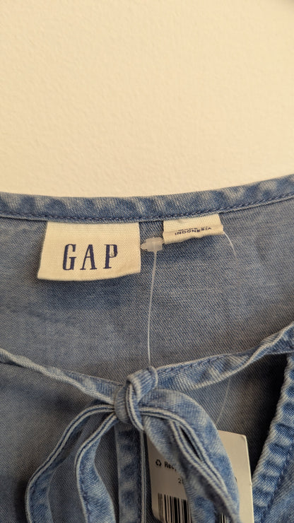 GAP Denim Ruffle Tie-Neck Top