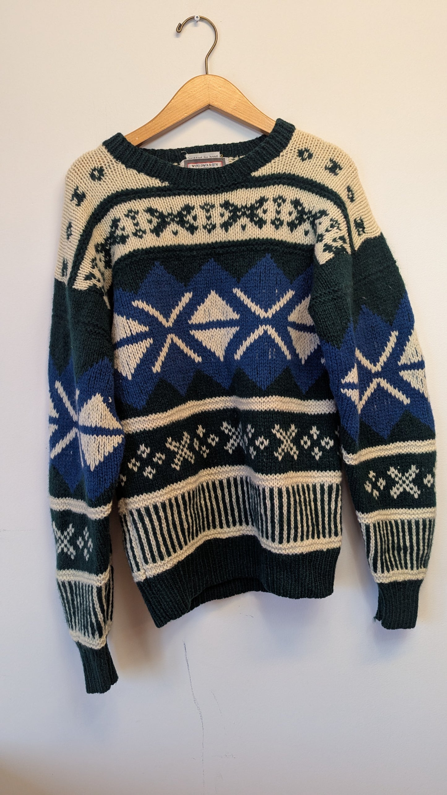 Woodward's Sportswear Hand Knitted Fair Isle Wool Sweater