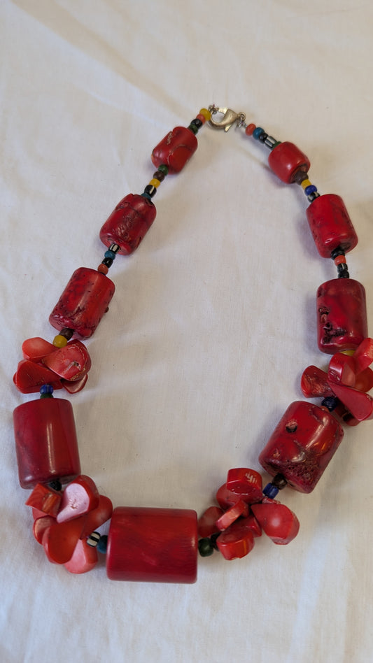 Chunky Red Beaded Necklace