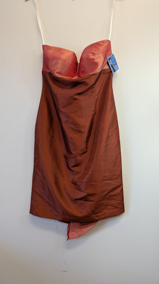 Cake Clothing Rust Two-Tone Strapless Dress Rose Detail Size M