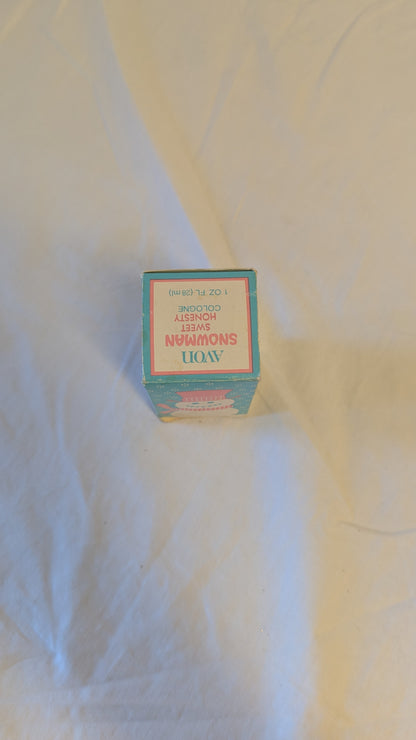 Vintage Avon Sweet Honey Snowman Bottle w/ Pink Hat
