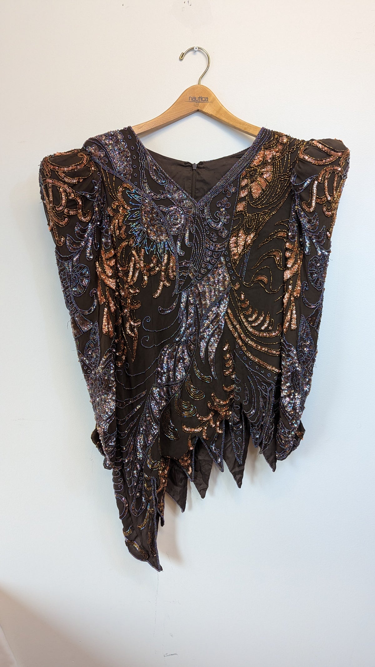 Vintage Beaded and Sequined Asymmetrical Top