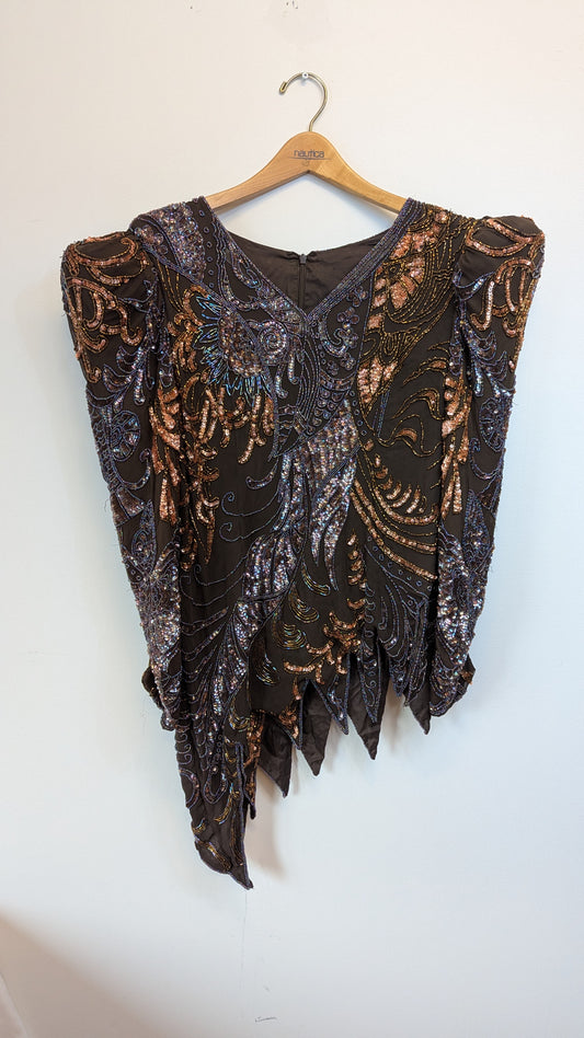Vintage Beaded and Sequined Asymmetrical Top