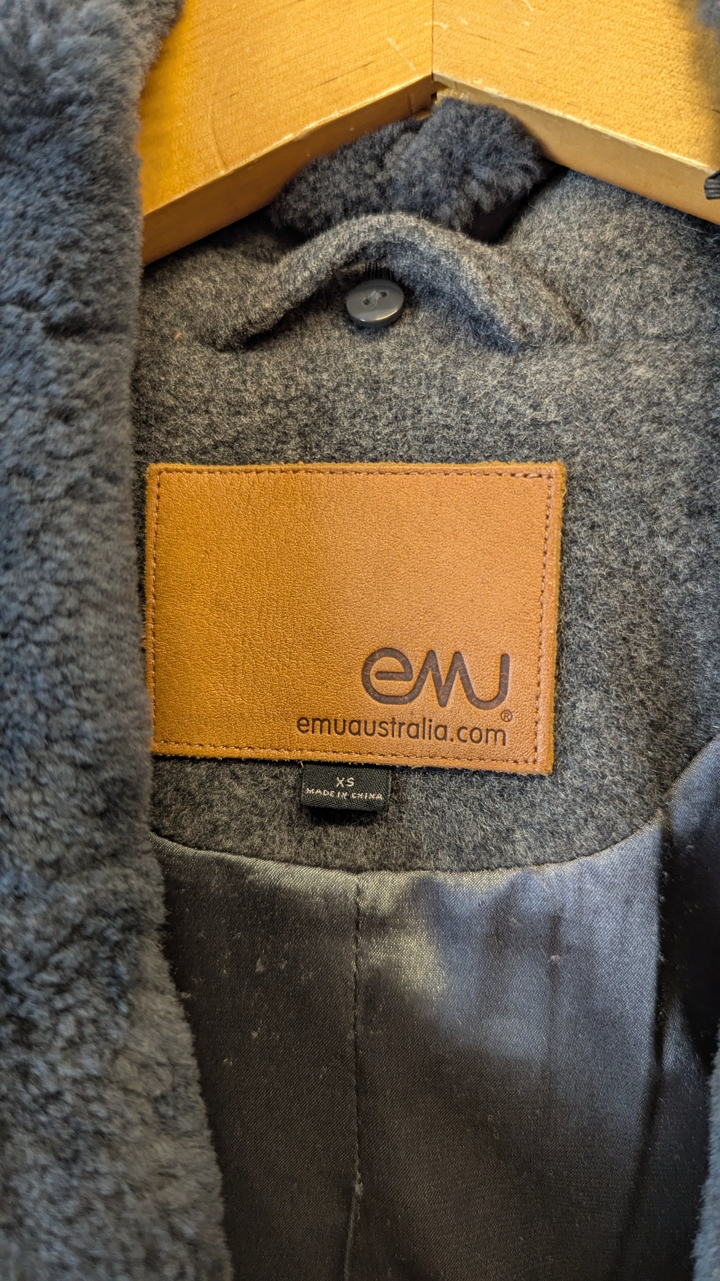 Emu Australia Grey Faux Fur Collar Zipper Winter Coat XS