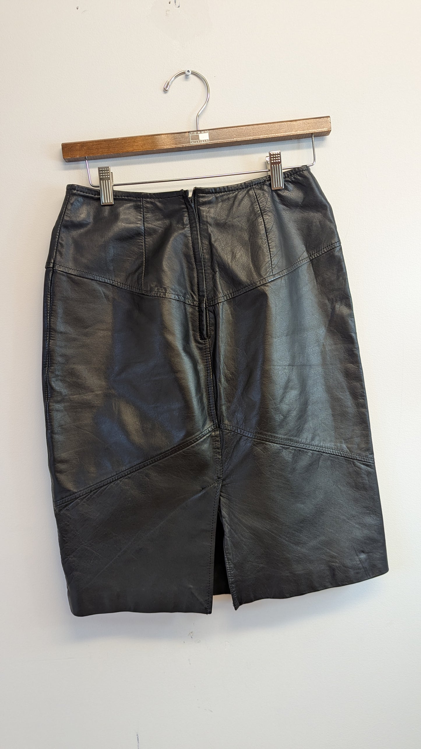 Pelle Cuir Black Leather Pencil Skirt Size 10