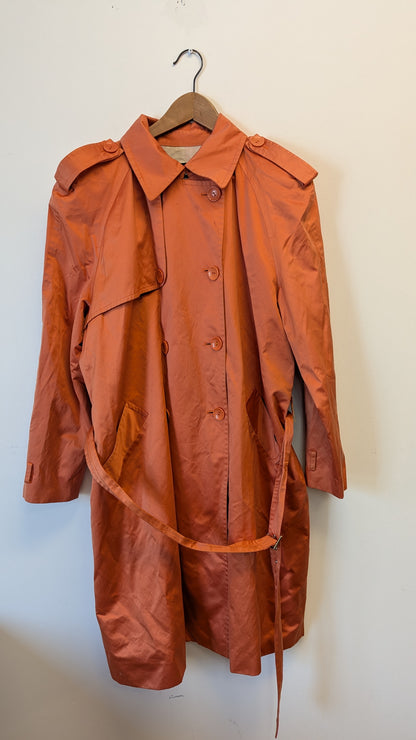 Burnt Orange Double-Breasted Trench Coat Size 16