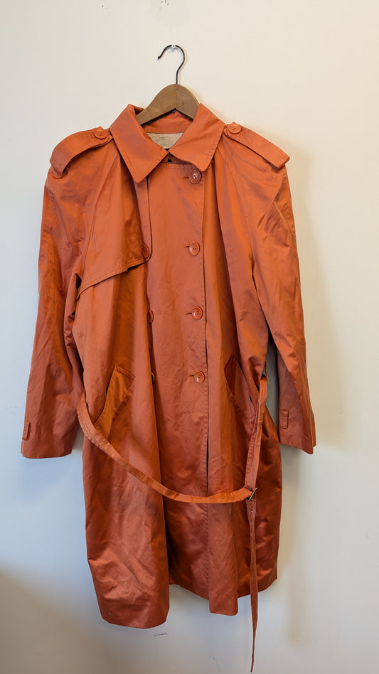 Burnt Orange Double-Breasted Trench Coat Size 16