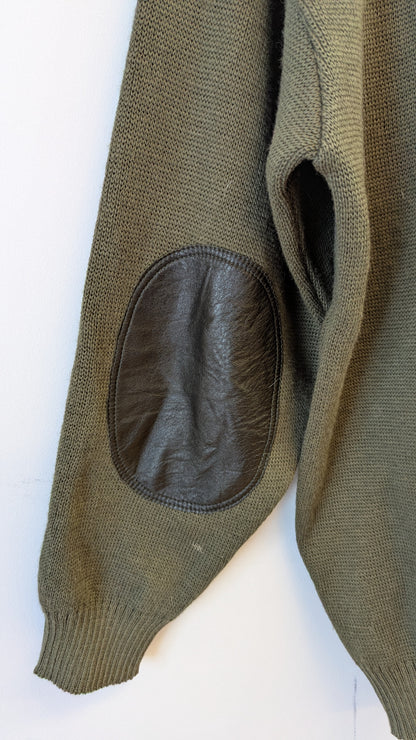 Arco Olive Green Sweater with Leather Patches