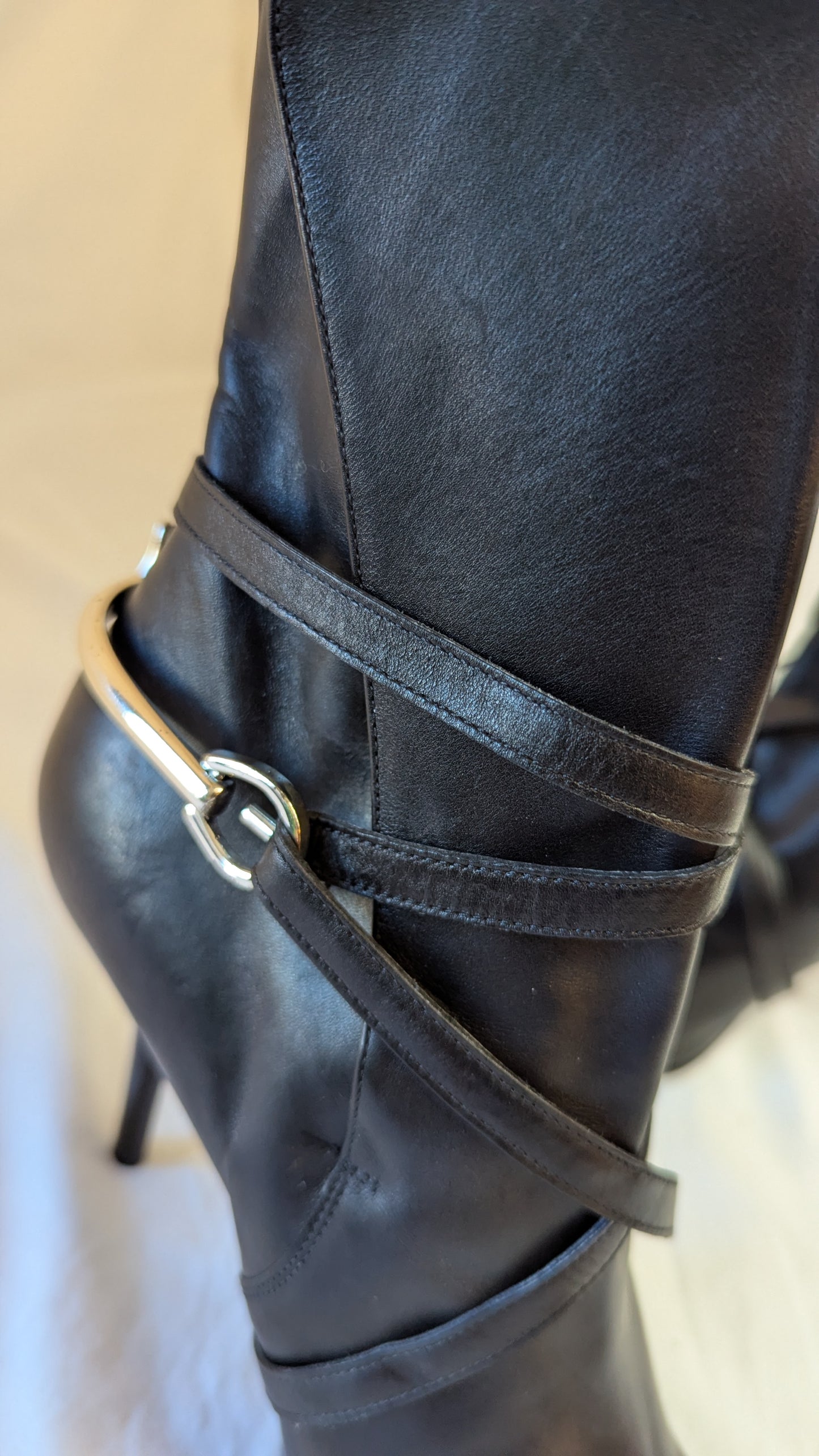 Michael Kors Black Leather Ankle Boots Stiletto Heels, Size 7 1/2