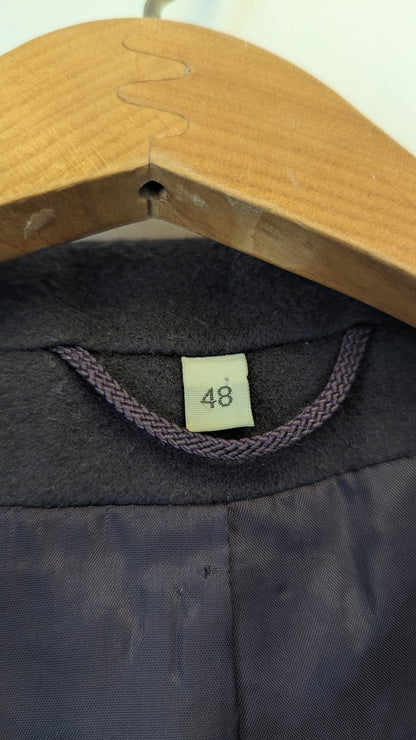 Navy Blue Double-Breasted Wool Coat Size 48