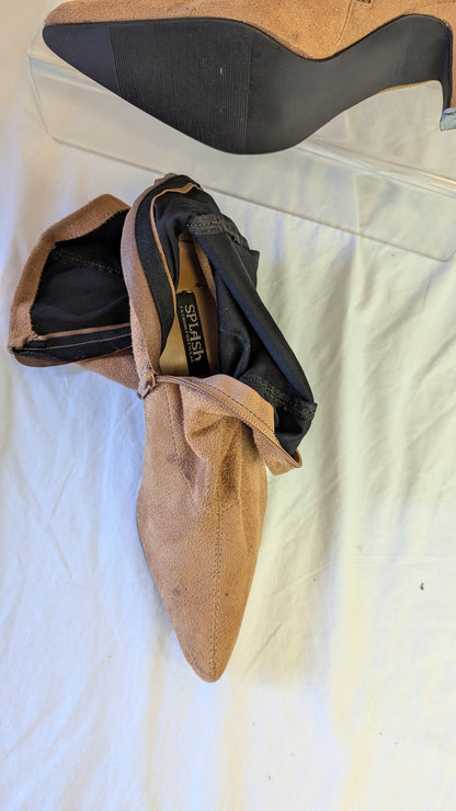 Splash Fashion Footwear Tan Suede Knee High Boots Size 7 1/2