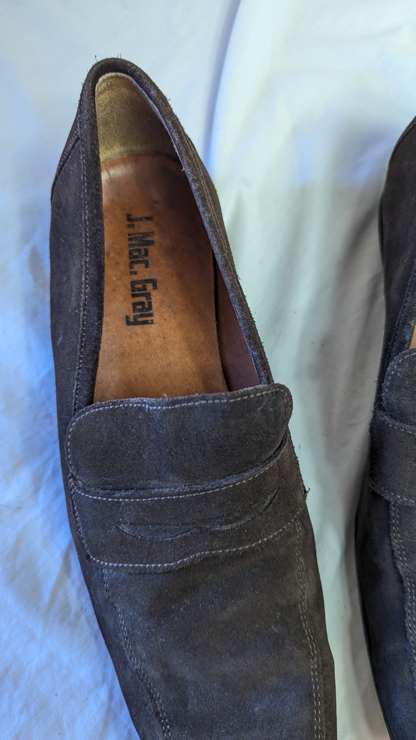 J. Mac. Gray Brown Suede Loafers Size 43