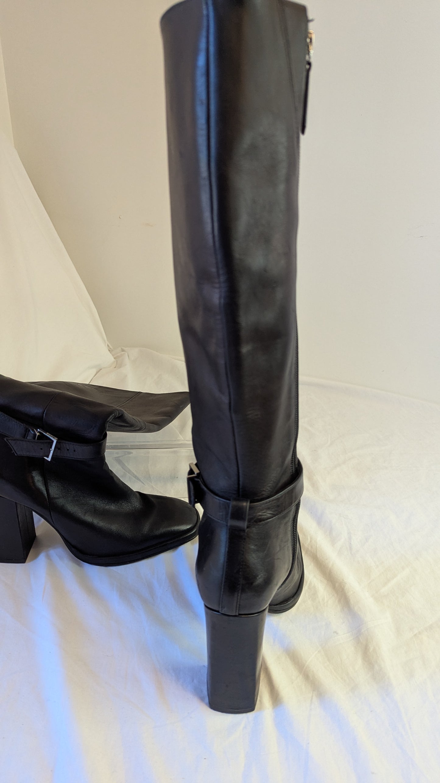 Schutz Black Leather Tall Boots Size 9B USA