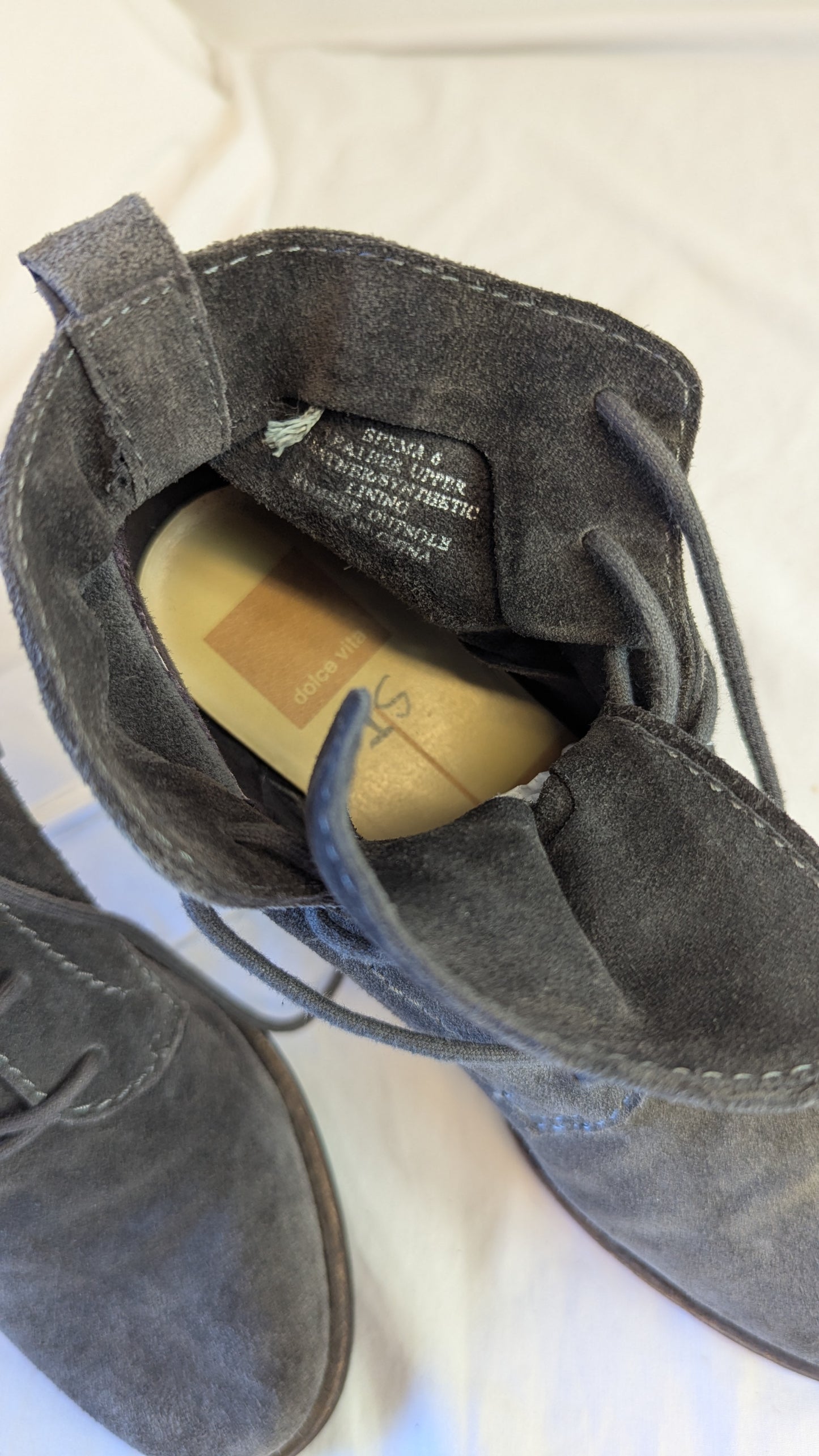 Dolce Vita Spena Grey Suede Lace-up Ankle Boots