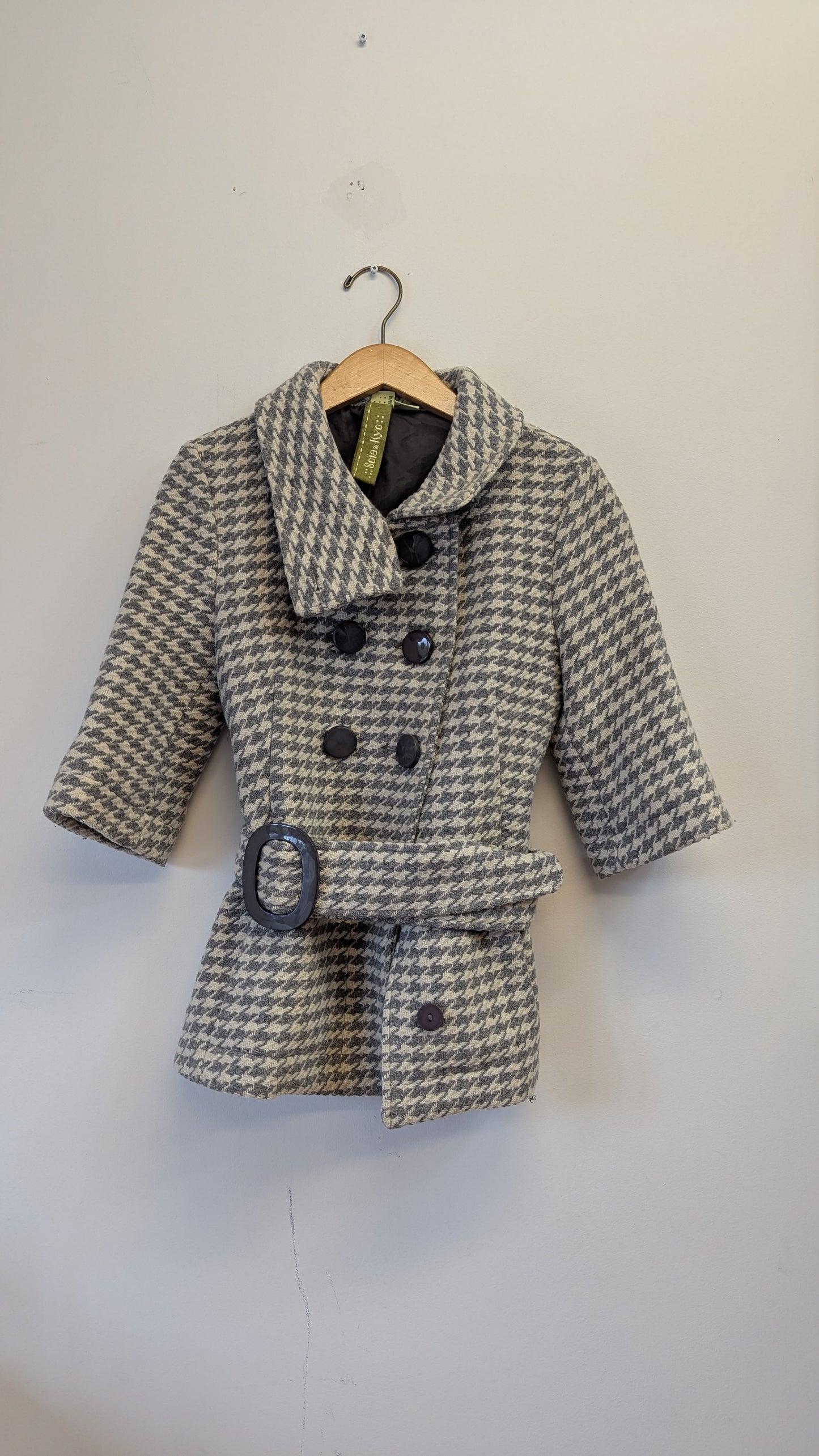 Soia & Kyo Houndstooth Belted Peacoat Size M